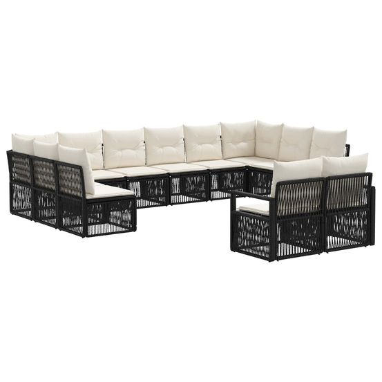 Ensemble de canapé de jardin 12 pc noir polyrotin