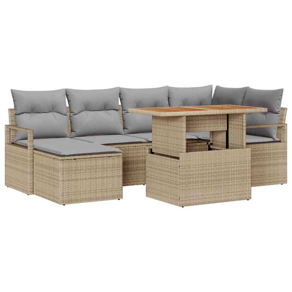 Ensemble de salle à manger pour jardin 7 pcs beige et gris