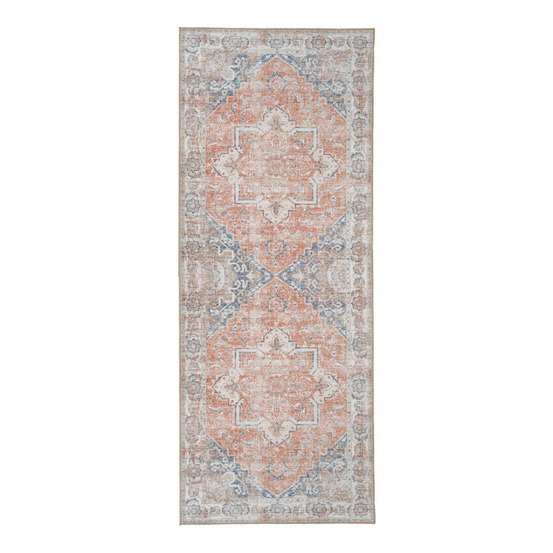 Tapis de couloir orange et bleu 80 x 200 cm