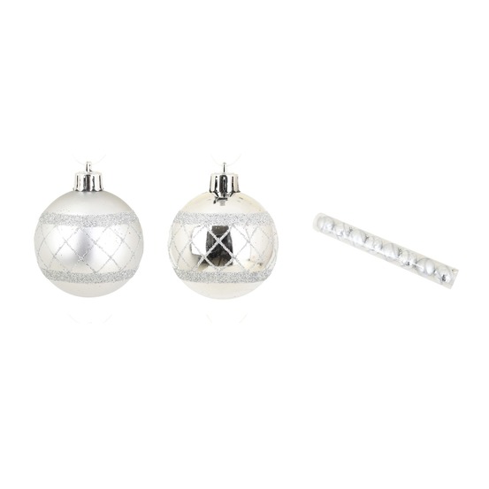 Set de 8 boules decor carreaux de noel argent