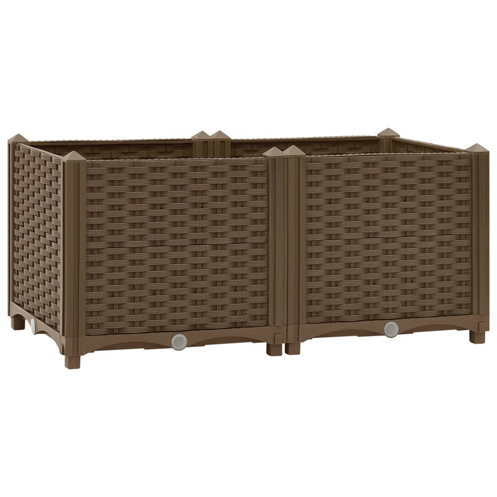 Jardinière lit surélevé plantes fleurs jardin 80 x 40 x 38 cm polypropylène marron