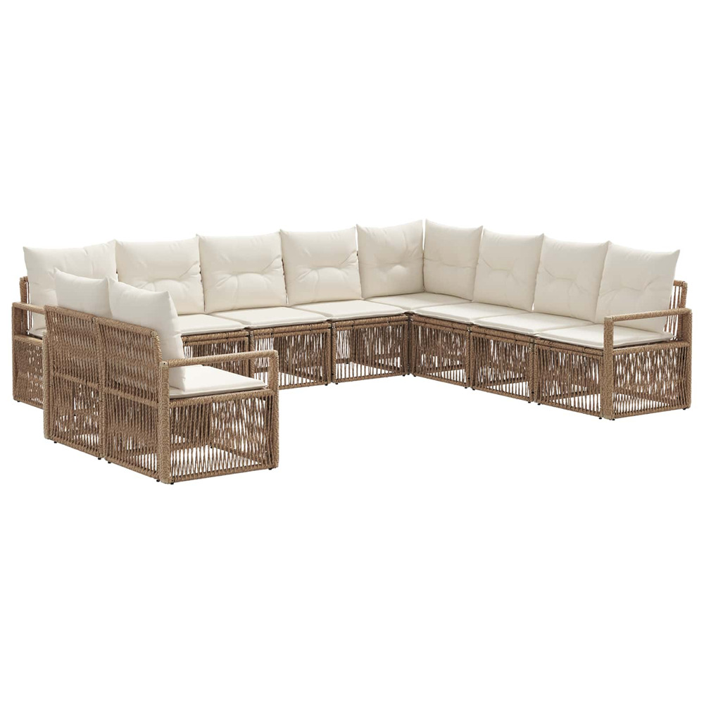 Ensemble de canapé de jardin 10 pcs beige polyrotin