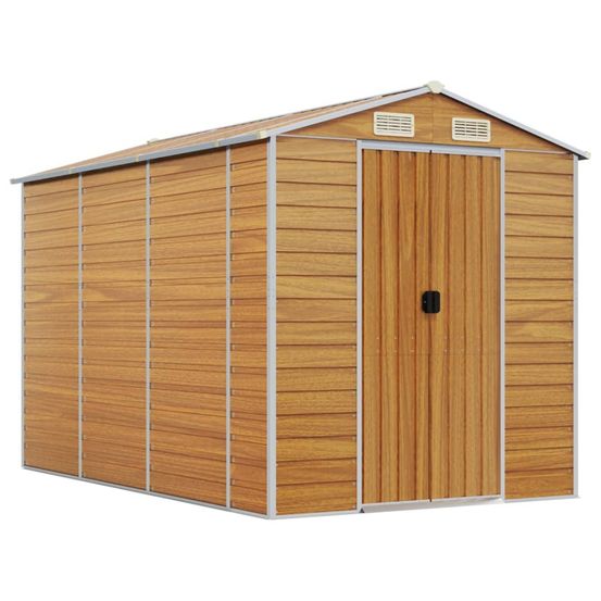 Abri de jardin marron clair 191 x 300 x 198 cm en acier galvanisé