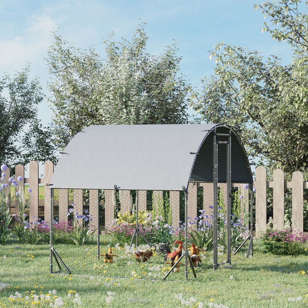 Enclos poulailler acier galvanisé 5.32m² volière extérieure avec toit 280x190x197cm - comfortxl pet living