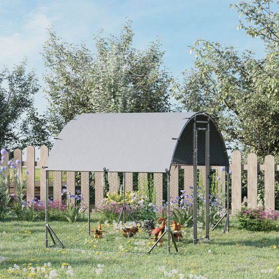 Enclos poulailler acier galvanisé 5.32m² volière extérieure avec toit 280x190x197cm - comfortxl pet living