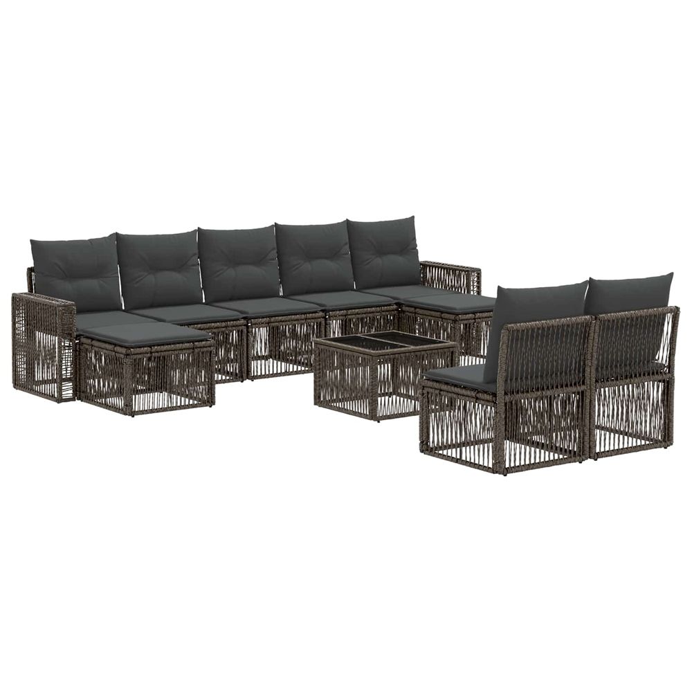 Ensemble de canapé de jardin 10 pc gris et gris foncé polyrotin