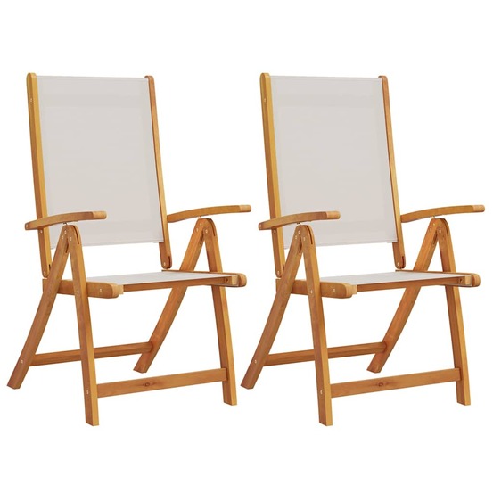Chaises pliables de jardin lot de 2 bois d'acacia et textilène