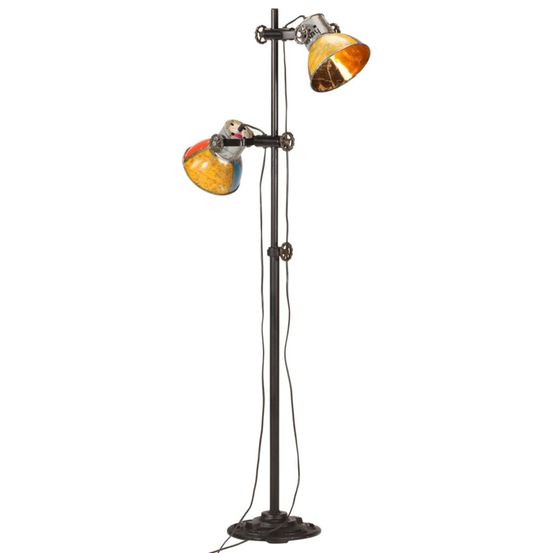Lampadaire avec 2 abat-jour multicolore e27