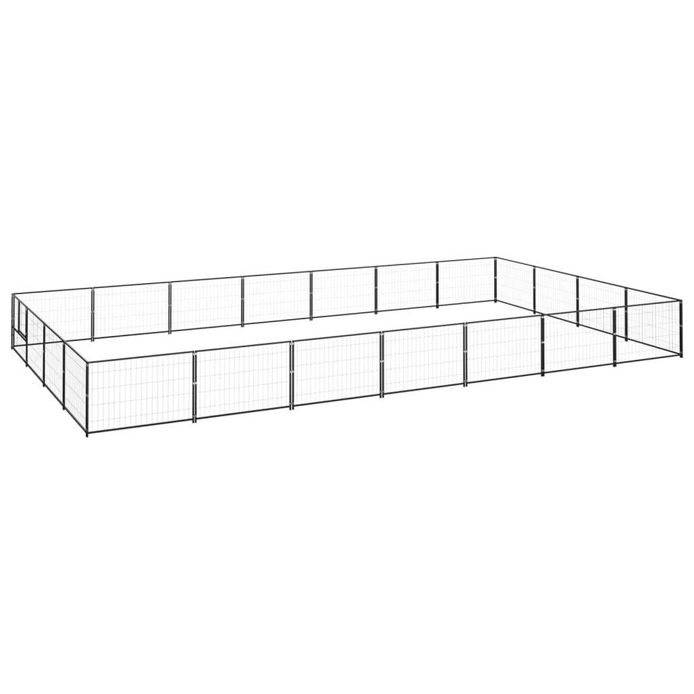 Chenil extérieur cage enclos parc animaux chien noir 28 m² acier