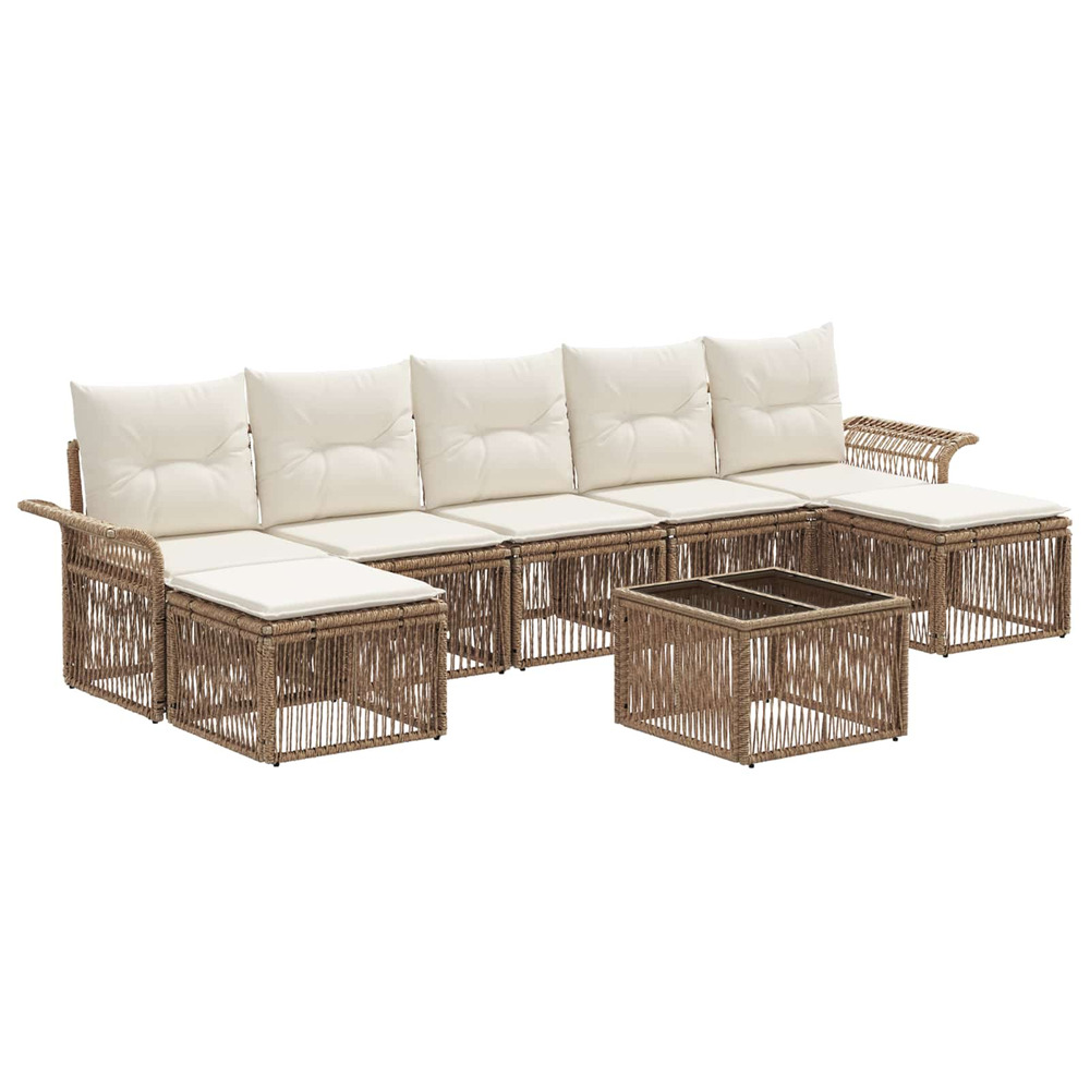 Ensemble de canapé de jardin 8 pcs beige polyrotin