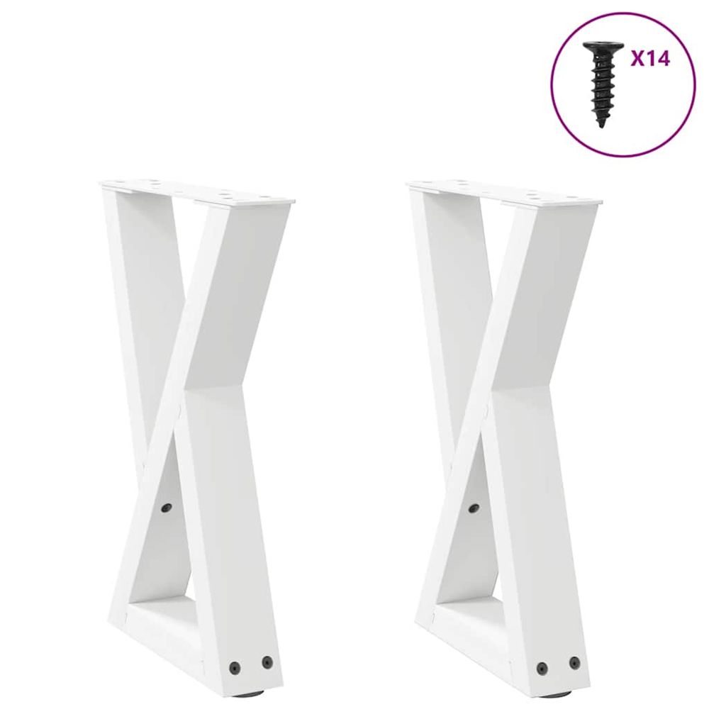 Pieds de table basse 2 pièces blanc 28 x (42-43,3) cm acier