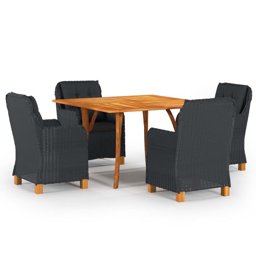 Ensemble de salle à manger de jardin 5 pcs gris foncé