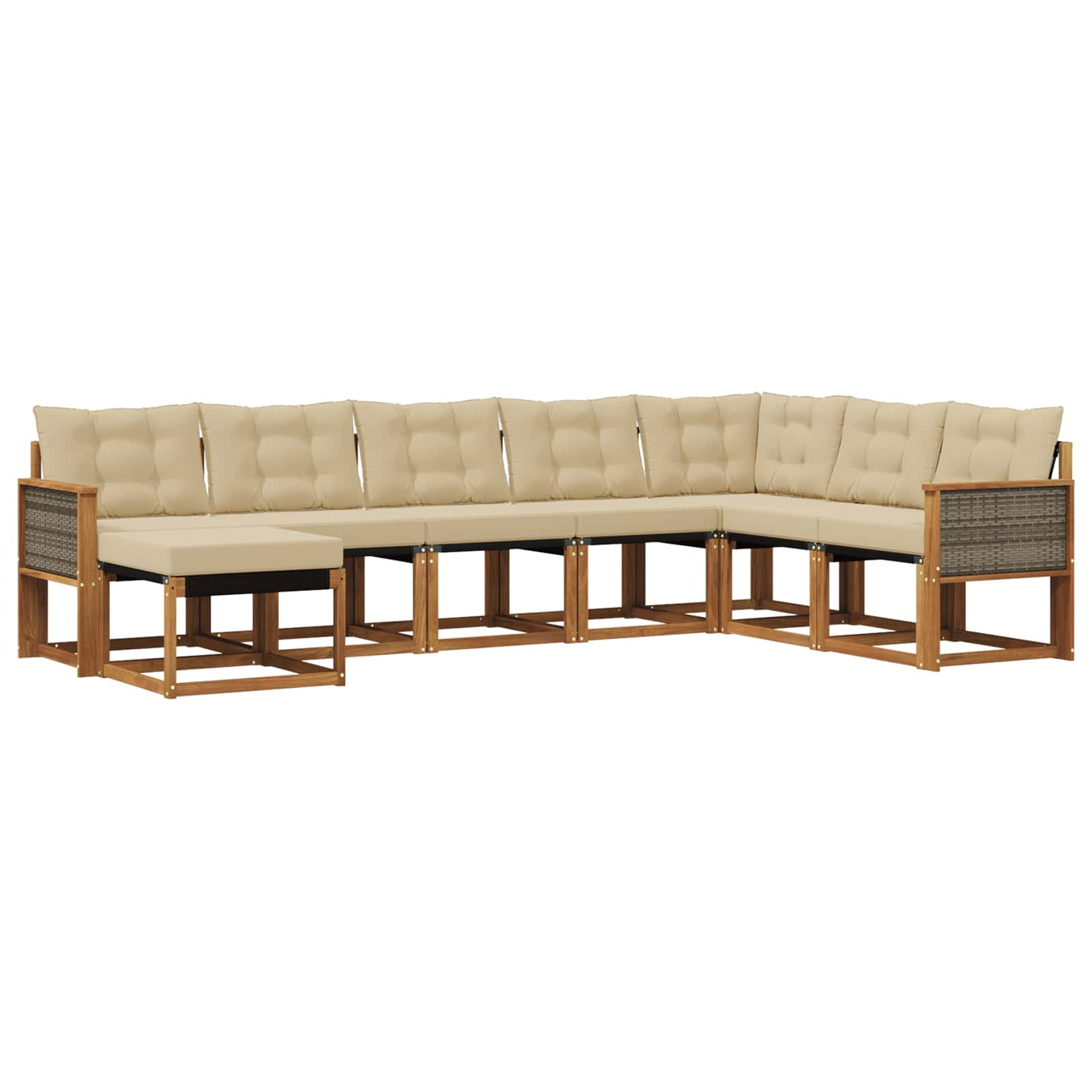 Ensemble de canapés d'extérieur 8 pcs naturel et beige