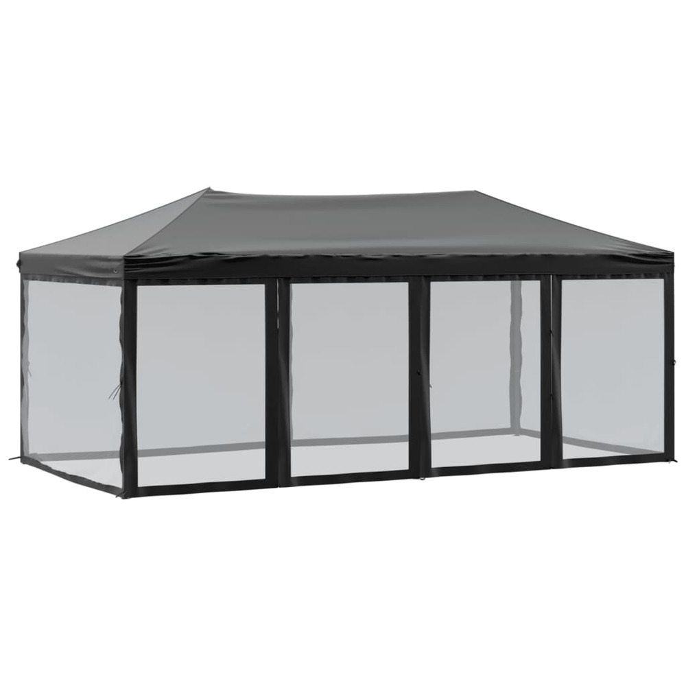 Tente de réception pliable avec parois noir 3x6 m