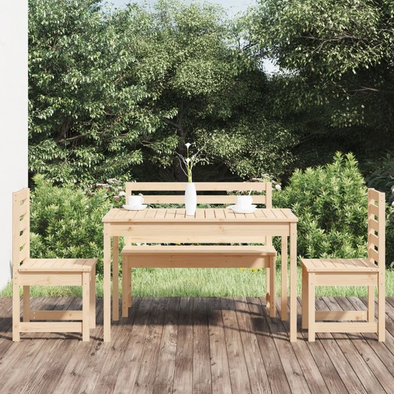 Ensemble à manger de jardin 4 pcs bois massif de pin