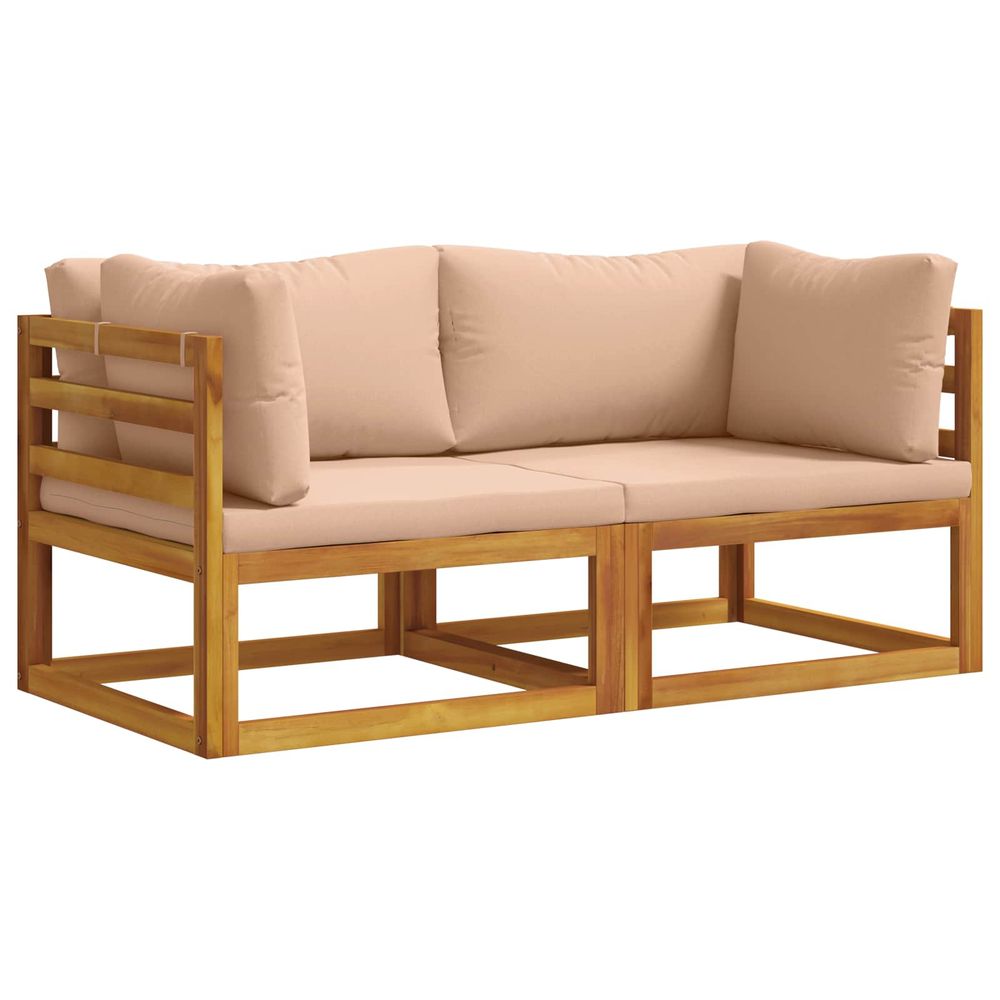 Canapé d'angle avec coussins 2 pc 2 place bois d'acacia massif