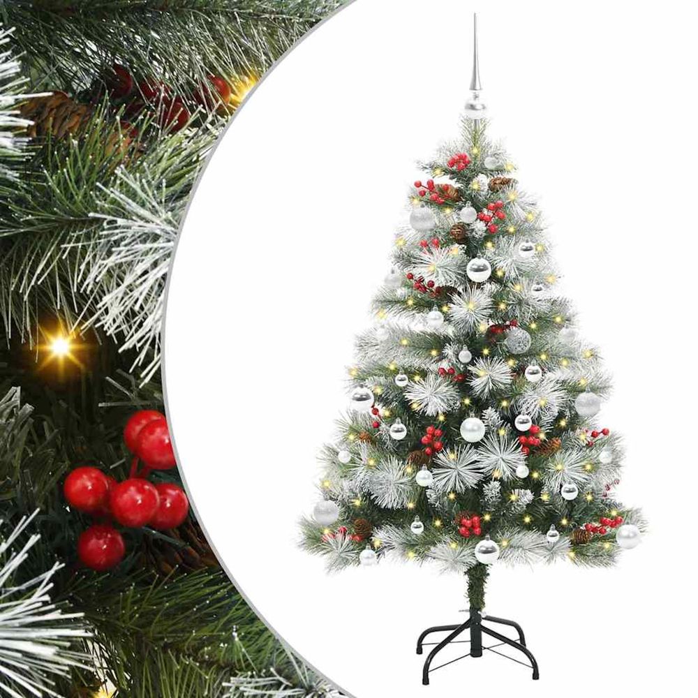 Sapin de noël artificiel vert et blanc 150 cm