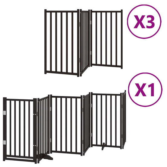 Barrière pour chien porte pliable 15panneaux noir bois peuplier