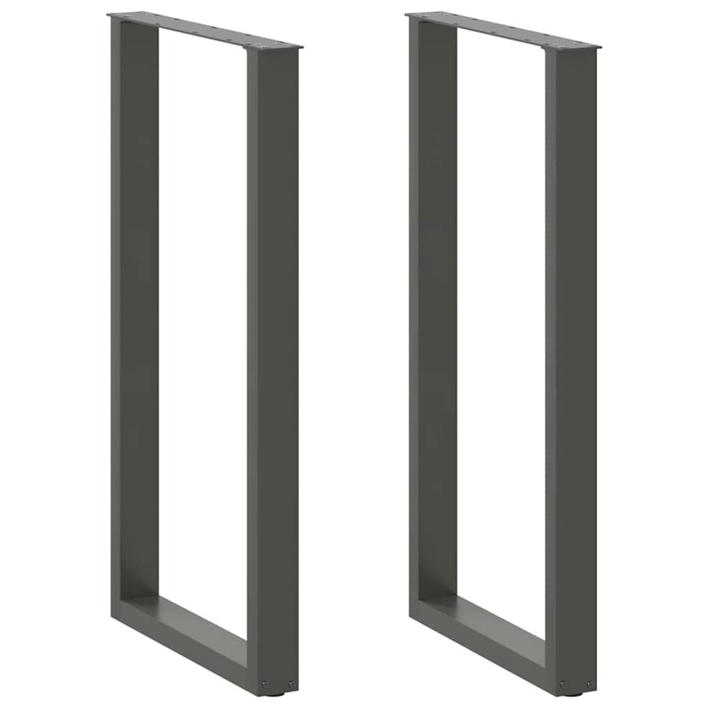Pieds de table de bar en u 2 pièces anthracite 60 x (110-111) cm acier