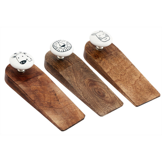 Bloc porte en bois de manguier animaux (lot de 3)