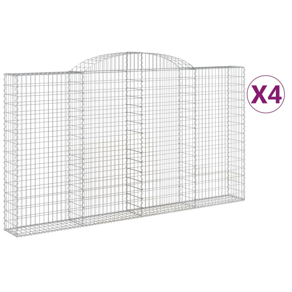 Paniers à gabions arqués 4 pcs 300x30x160/180 cm fer galvanisé
