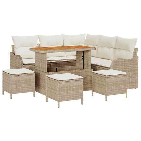 Ensemble de canapé de jardin avec coussin 9 pcs beige et crème