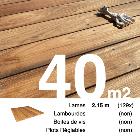 Lames de terrasse bois exotique jatoba 21 x 145 mm • longueur 2,15 m • classe 3b • lot pour 40 m²