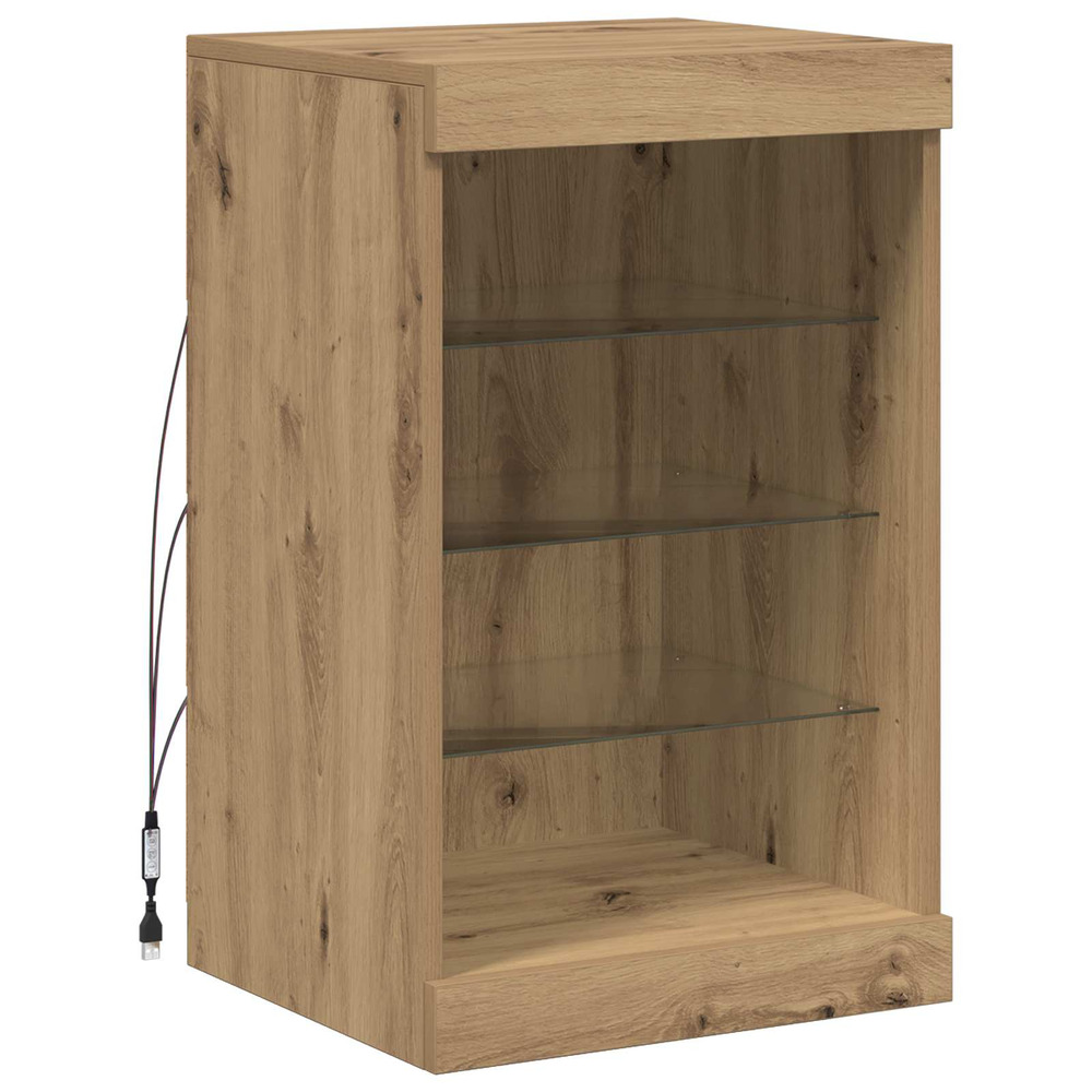 Buffet led chêne artisanal 41 x 37 x 67 cm bois d'ingénierie