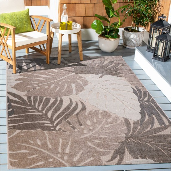 Tapis extérieur 120x170 tissé kilim beige et crème chimeki