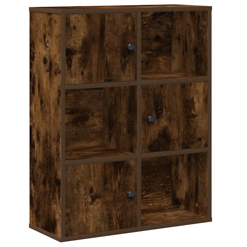 Bibliothèque chêne fumé 60x24x76,5 cm bois d'ingénierie