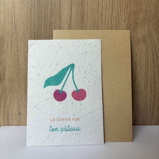 Carte ensemencée à planter anniversaire - la cerise sur ton gâteau