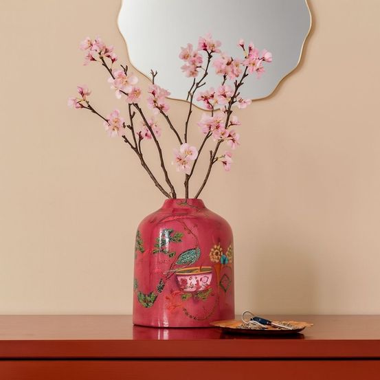 Plateau fantaisie en métal laqué asian fauna d22cm