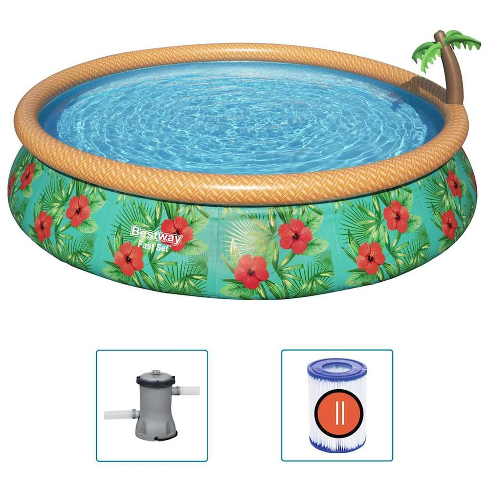 Bestway ensemble de piscine gonflable paradise palms 457x84 cm