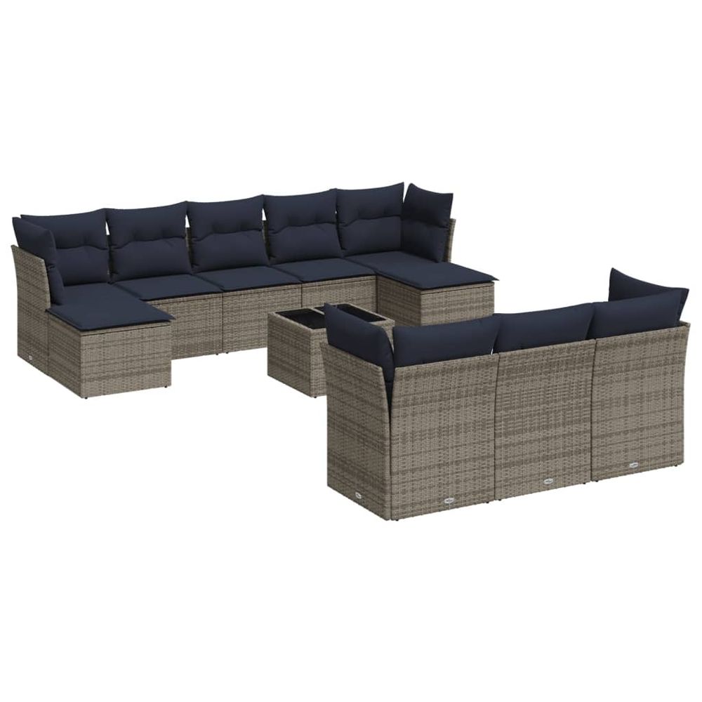 Ensemble de canapé de jardin 11 pcs avec coussins gris