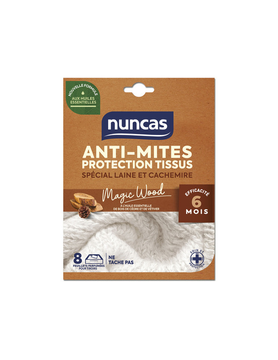 Anti-mites tiroirs protection tissus 8 feuillets - nuncas