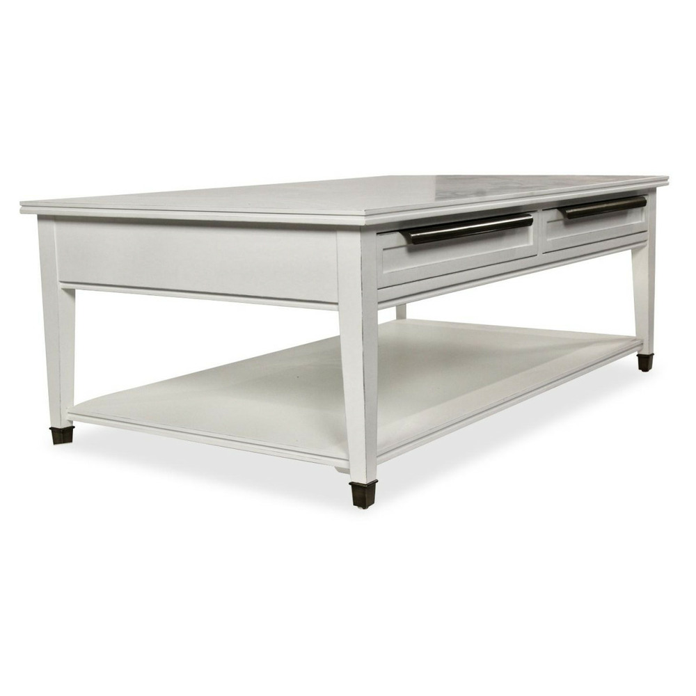 Table basse 2 tiroirs bois blanc - interior's