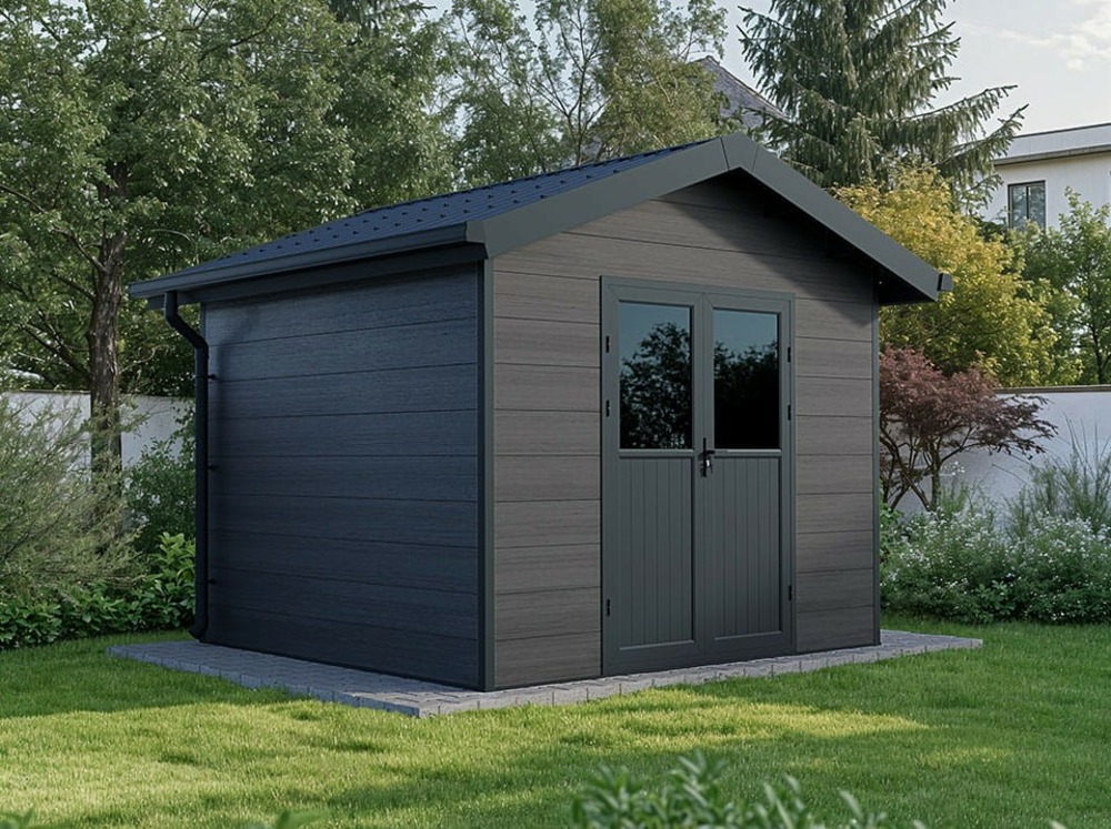 Abri de jardin composite isora - 9m2 gris - cabane atelier / abri velo