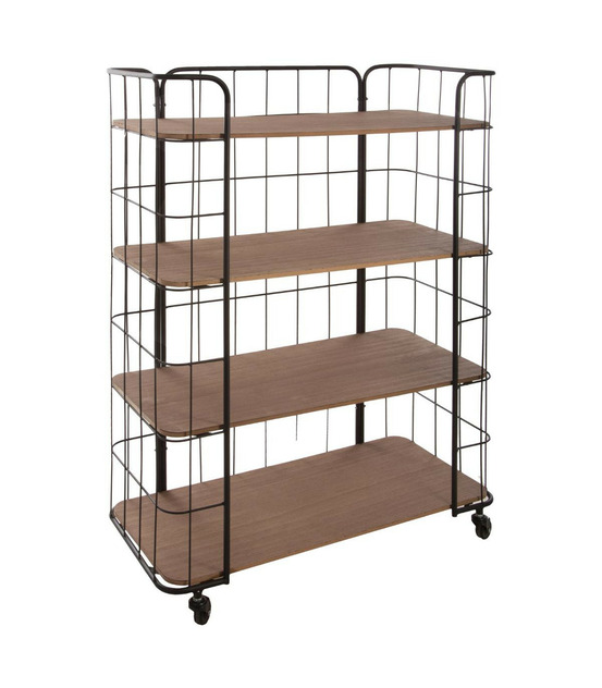 Étagère de rangement 4 niveaux en métal et bois h 97.5 cm
