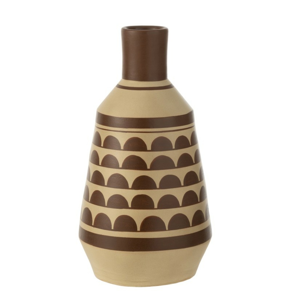 Vase poterie multicolore blanc/brun 23x23x44 cm
