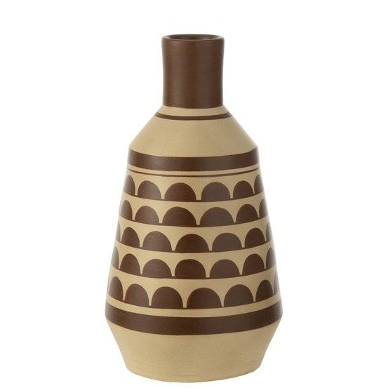 Vase poterie multicolore blanc/brun 23x23x44 cm