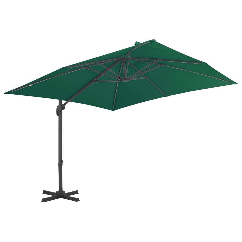 Parasol de jardin en porte-à-faux et poteau en aluminium vert