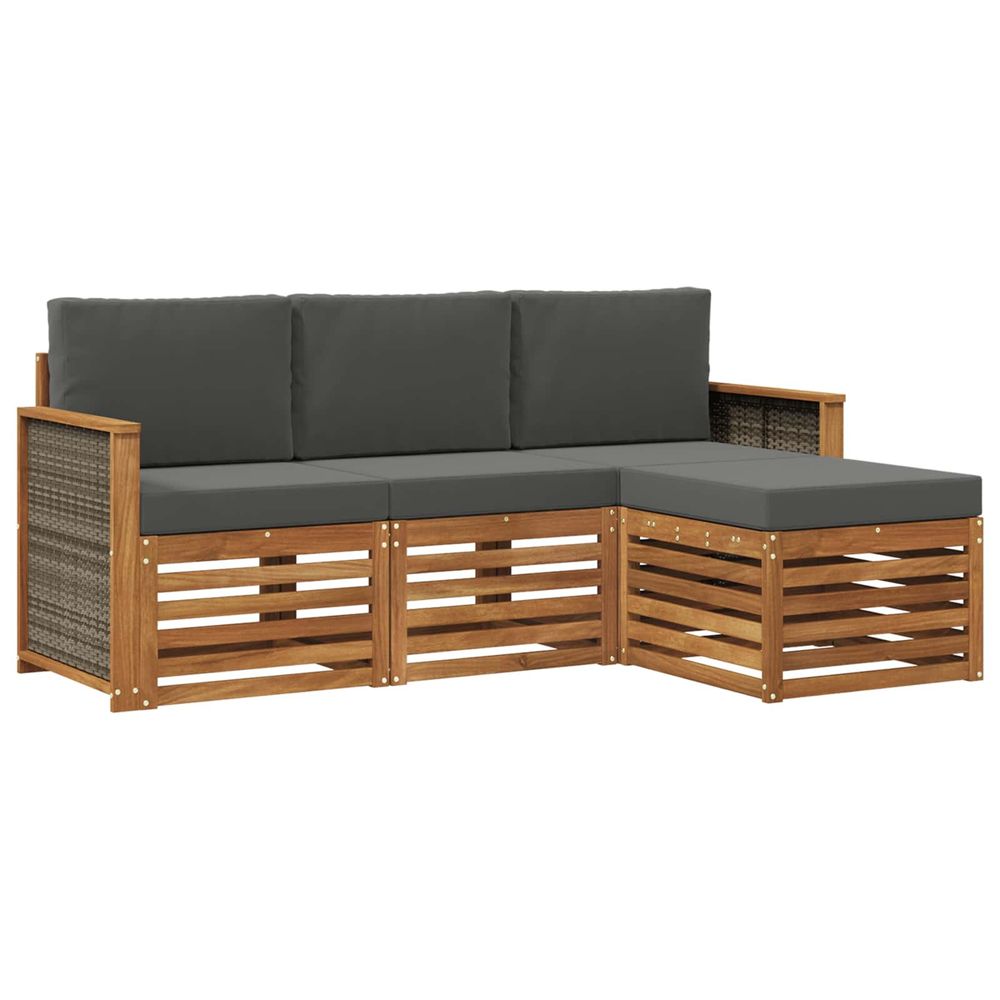 Ensemble de canapés d'extérieur 4 pc naturel et anthracite