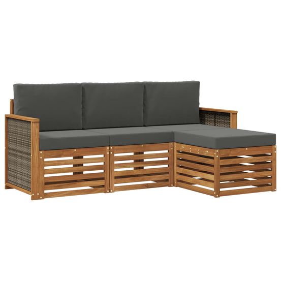 Ensemble de canapés d'extérieur 4 pc naturel et anthracite