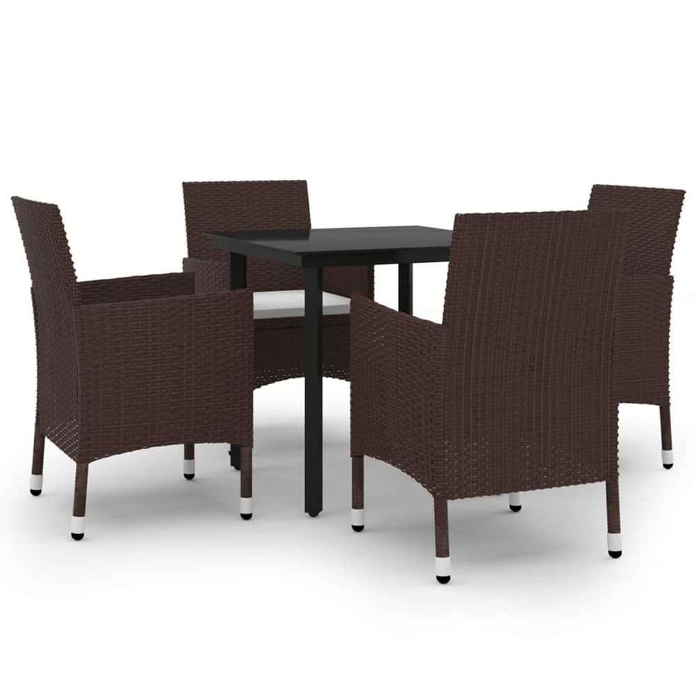 Ensemble à manger de jardin coussins 5 pcs résine tressée verre