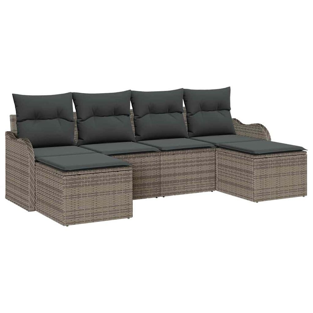 Ensemble de canapé de jardin 6 pc gris polyrotin