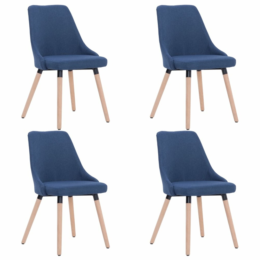 Chaises de salle à manger 4 pcs bleu tissu