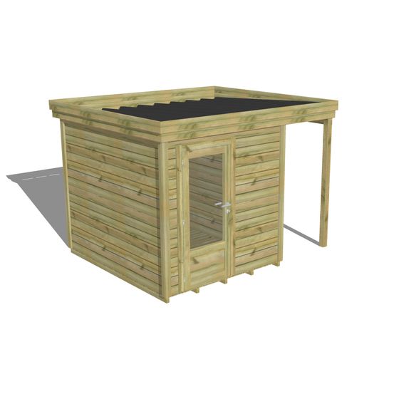 Abri de jardin bois pin traité autoclave 27mm - 3,14x2,64m / 8m2 - bac acier - plancher bois