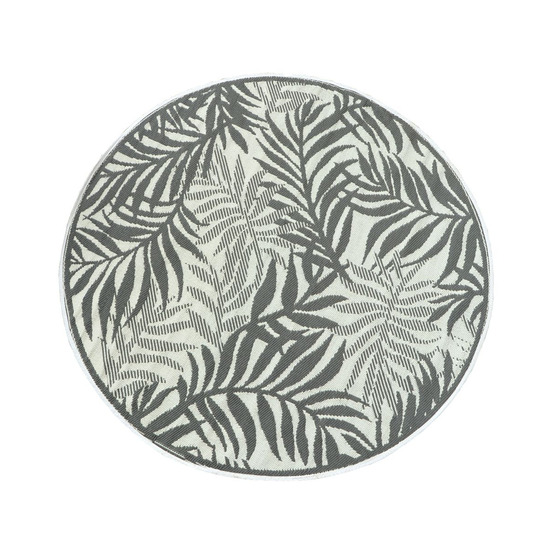 Tapis d'extérieur rond en polypropylène d150 cm végétal - gris