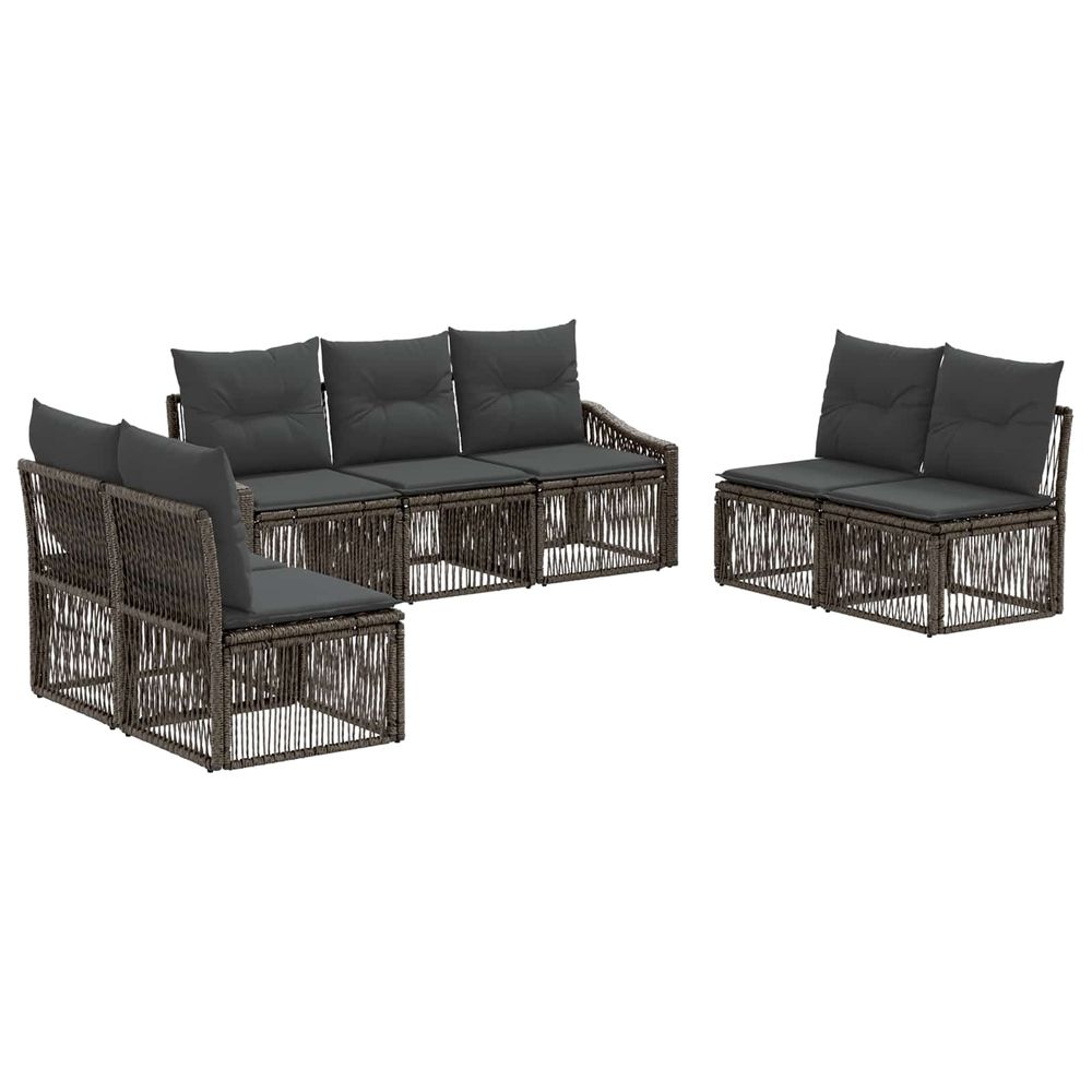 Ensemble de canapé de jardin 7 pc gris polyrotin