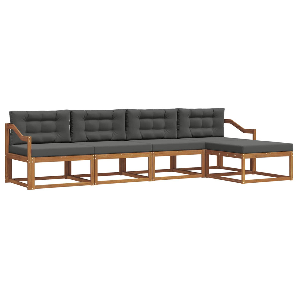 Ensemble de canapés d'extérieur 5 pcs naturel et anthracite